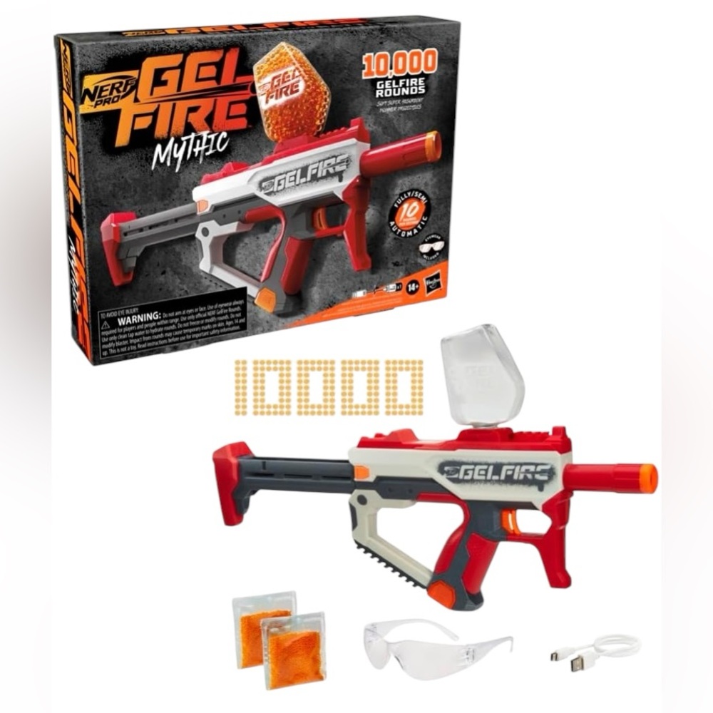 Nerf Pro Gelfire Mythic Full Auto Blaster & 10,000 Gelfire Rounds NEW